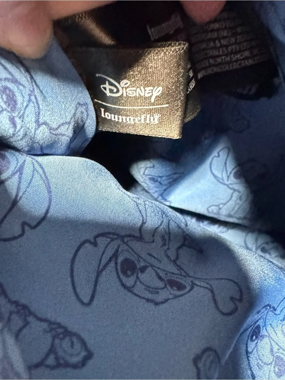Disney Loungefly Stitch Blue Denim Embroidered Mini Backpack Adjustable Straps